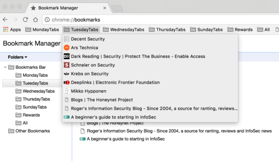 screenshot of a bookmarks list in a web browser.