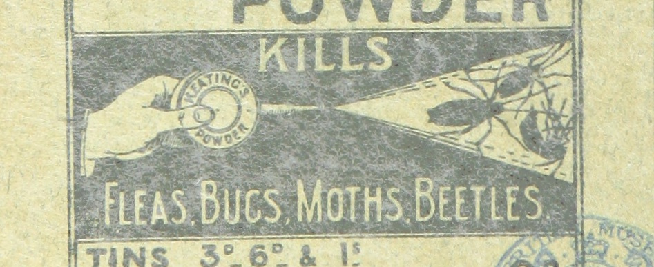 old fashioned label for flea powder