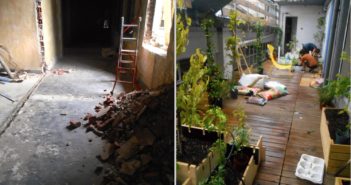 Tuesday Sweep: 3 October 2017 A before and after of a dark corridor to a sun room with plants