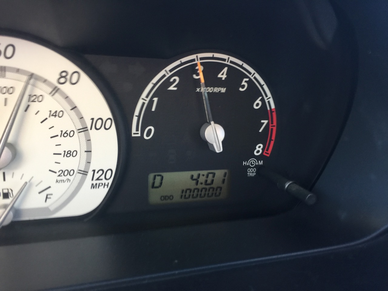 car odometer reading 100,000 miles