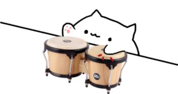 Tuesday Sweep: 9 October 2018 A line drawing of a cat a a counter with a photo of bongos edited in