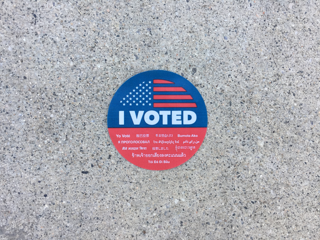 California's voter sticker on concrete