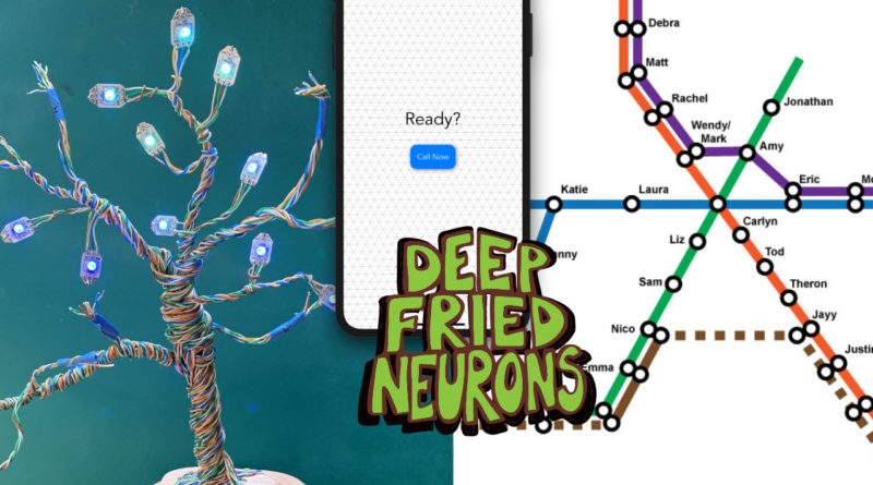 Montage of Tod's wire tree, Barb's Subway Map and Carlyn's iOS app