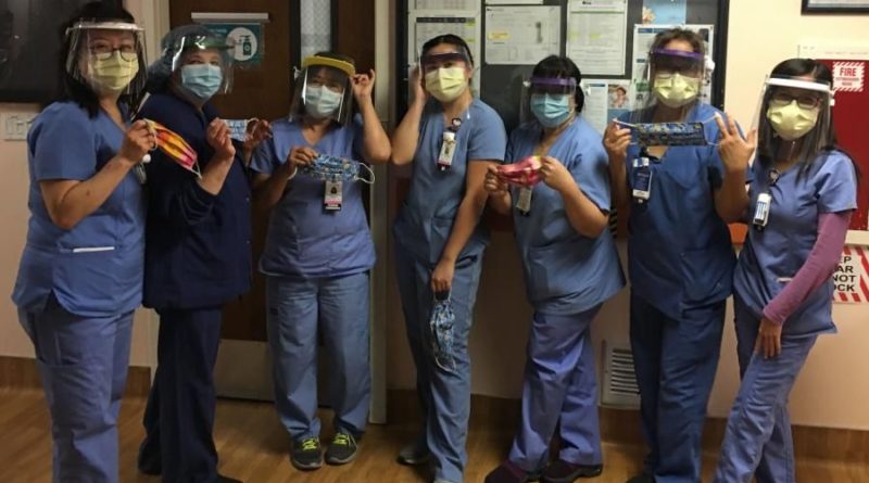 medical staff wearing PPE printed by CRASH Space and Maker's United Efforts in LA