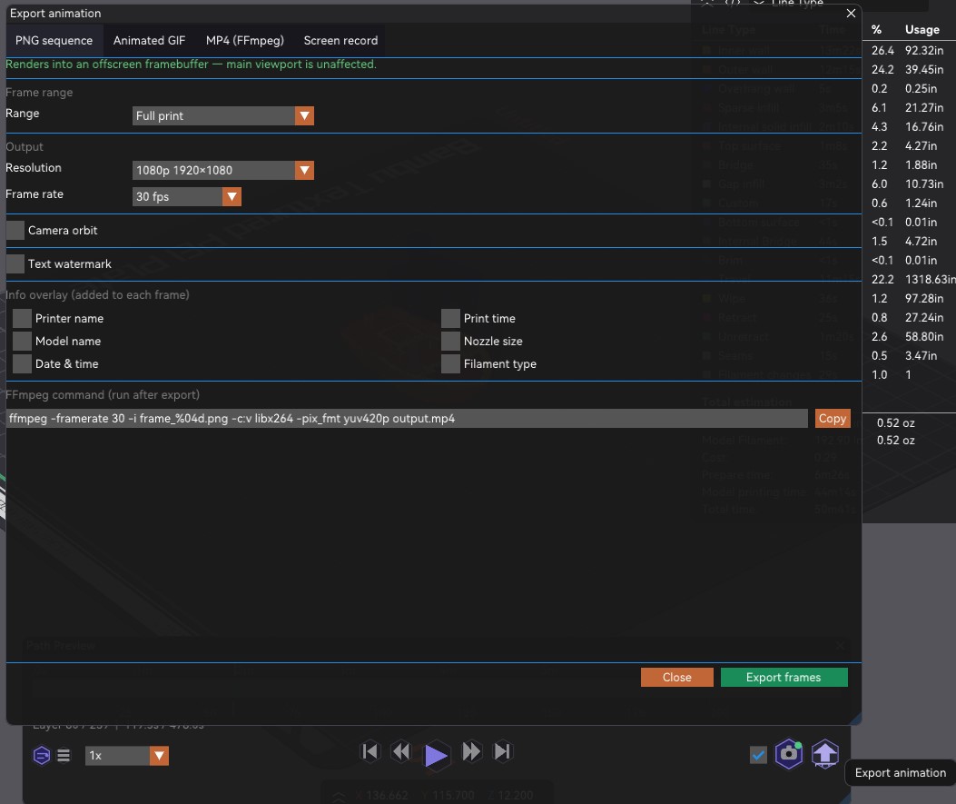 Path preview animation export