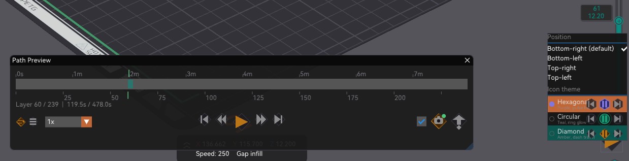 Path preview appearance and position menu